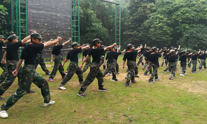 孩子們的軍體拳打得有力氣